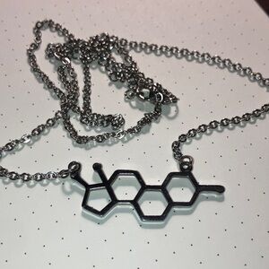 4/$20 Serotonin Sterling-Color Molecular Hexagon Necklace - Silver hot topic